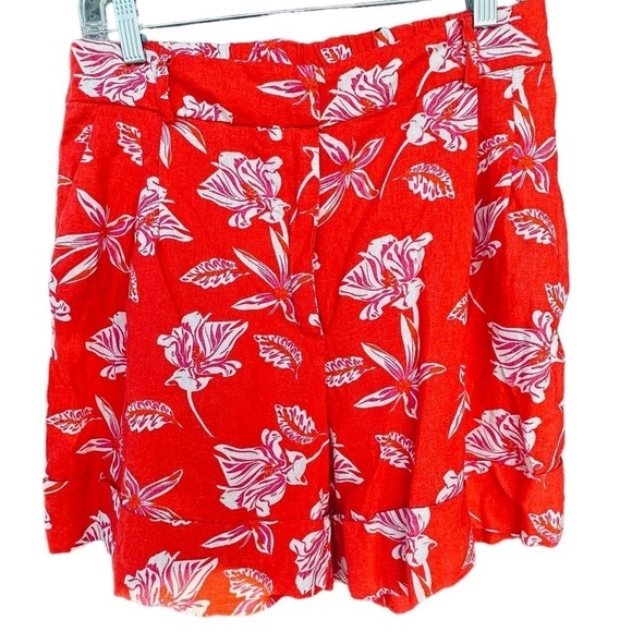 Joie Farron High Rise Linen Shorts, red, size 6 - Picture 7 of 7